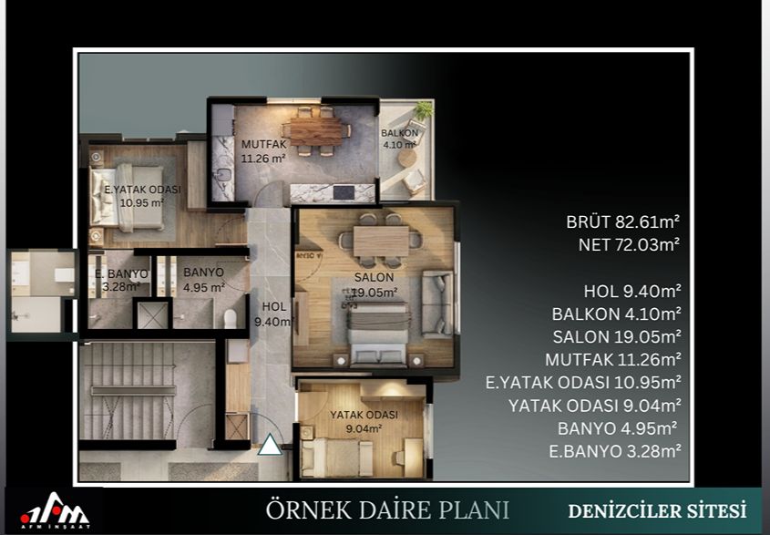 Denizciler Sitesi örnek daire planı