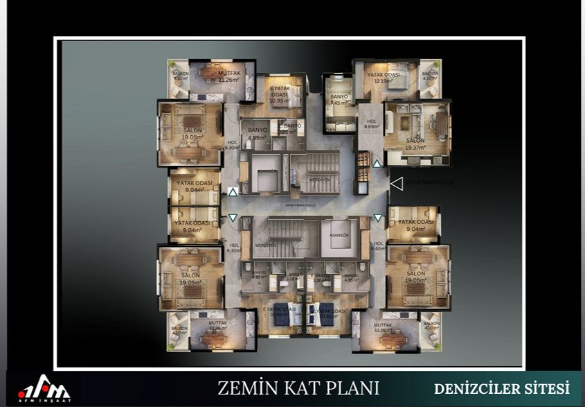 Denizciler Sitesi zemin kat planı